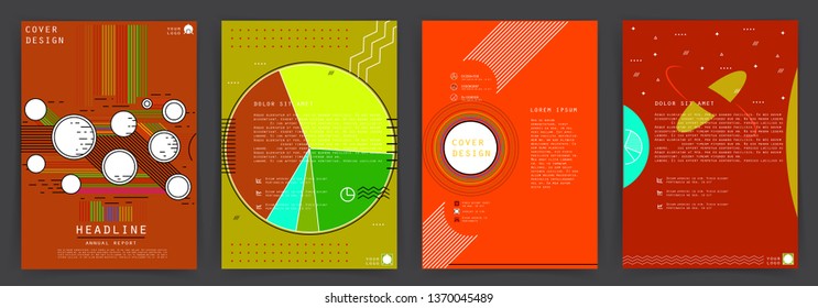 Template brochures, flyers, business presentations. Modern flat line style, layout in A4 size. Trendy abstract background. Geometric science or technology pattern. Graphic design