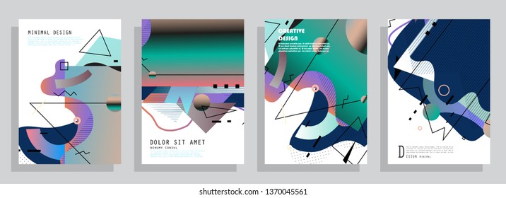 Template brochures, flyers, business presentations. Modern flat line style, layout in A4 size. Trendy abstract background. Geometric science or technology pattern. Graphic design