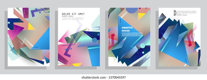 Template brochures, flyers, business presentations. Modern flat line style, layout in A4 size. Trendy abstract background. Geometric science or technology pattern. Graphic design