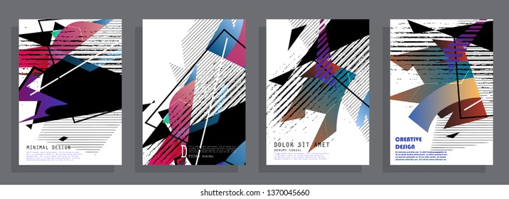 Template brochures, flyers, business presentations. Modern flat line style, layout in A4 size. Trendy abstract background. Geometric science or technology pattern. Graphic design