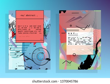 Template brochures, flyers, business presentations. Modern flat line style, layout in A4 size. Trendy abstract background. Geometric science or technology pattern. Graphic design
