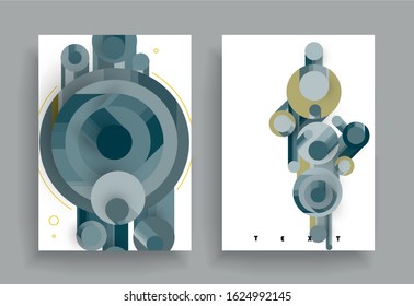 Template brochures, flyers, business presentations. Modern flat line style, layout in A4 size. Trendy abstract background. Geometric science or technology pattern. Graphic design