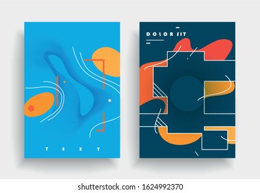 Template brochures, flyers, business presentations. Modern flat line style, layout in A4 size. Trendy abstract background. Geometric science or technology pattern. Graphic design