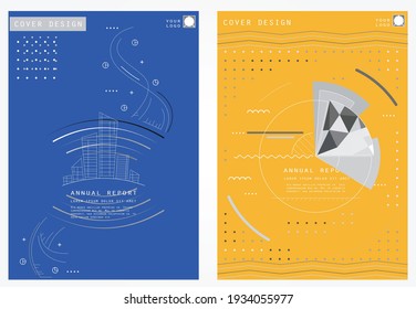 Folletos de plantillas, volantes, presentaciones de negocios. Estilo moderno de línea plana, disposición en tamaño A4.