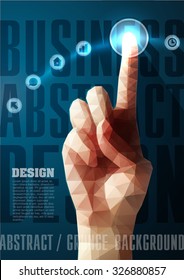 Template for Brochures, Flyers, Posters, Covers or Web Design. Abstract Modern Background with Triangular Hand.