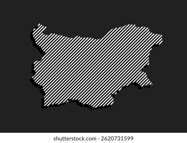 Template Bulgaria map from grey diagonal lines isolated on background. Europe country for pattern, design, illustration, infographic. Abstract concept parallel lines of silhouette map Bulgaria