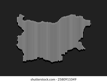 Template Bulgaria map from grey vertical lines isolated on background. Asia country for pattern, design, illustration, infographic. Abstract concept parallel lines of silhouette map Bulgaria