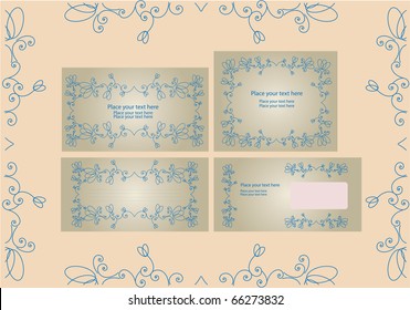 Template for business artworks: envelope, forms for letters, invitations, greeting, card, eps10