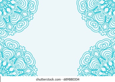 template for Business Card. Decorative elements. Ornamental floral mandala pattern. vector illustration. Arabic, Indian, Turkish, Ottoman motifs. blue color
