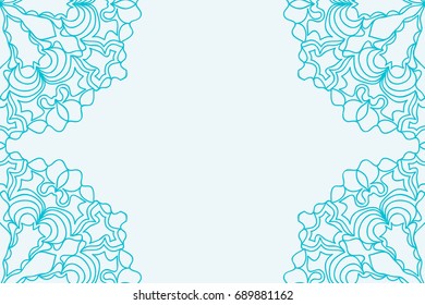 template for Business Card. Decorative elements. Ornamental floral mandala pattern. vector illustration. Arabic, Indian, Turkish, Ottoman motifs. blue color