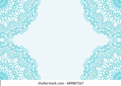 template for Business Card. Decorative elements. Ornamental floral mandala pattern. vector illustration. Arabic, Indian, Turkish, Ottoman motifs. blue color