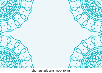 template for Business Card. Decorative elements. Ornamental floral mandala pattern. vector illustration. Arabic, Indian, Turkish, Ottoman motifs. blue color