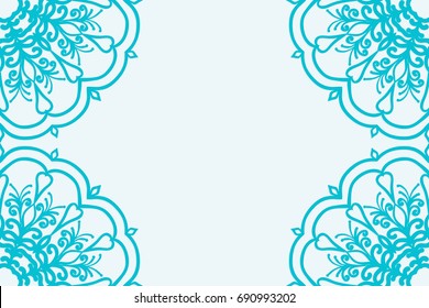 template for Business Card. Decorative elements. Ornamental floral mandala pattern. vector illustration. Arabic, Indian, Turkish, Ottoman motifs. blue color