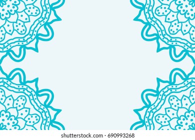 template for Business Card. Decorative elements. Ornamental floral mandala pattern. vector illustration. Arabic, Indian, Turkish, Ottoman motifs. blue color