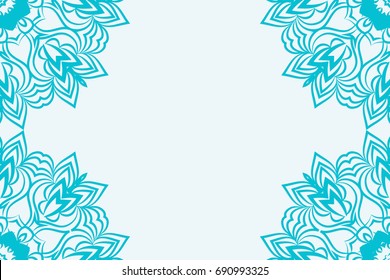 template for Business Card. Decorative elements. Ornamental floral mandala pattern. vector illustration. Arabic, Indian, Turkish, Ottoman motifs. blue color