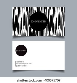Template business card, editable, neat, black-and-white background, vertical, discontinuous, rough brush strokes, card-vector illustration. EPS 10