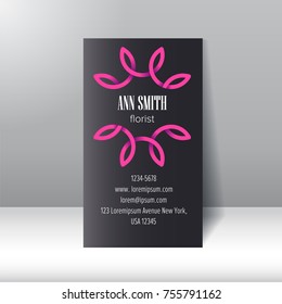 Template of business card for florist. Design for floral shop 