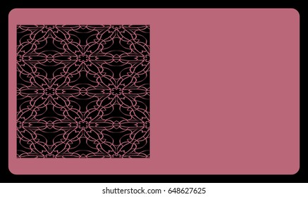 template business card with geometrical ornament for cut out. vector illustration. For cutting from metal, paper.