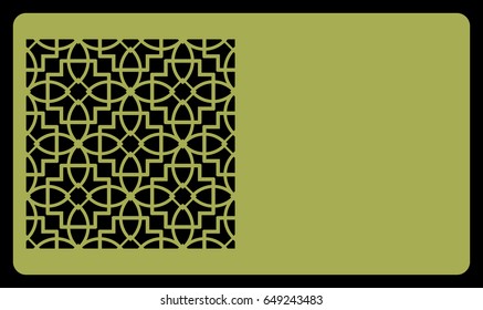 template business card with geometrical ornament for laser cut out. vector illustration.