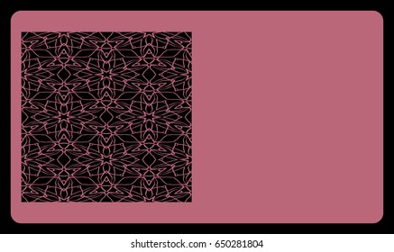 template business card with geometrical ornament for cut out. vector illustration. For cutting from metal, paper.
