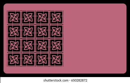 template business card with geometrical ornament for cut out. vector illustration. For cutting from metal, paper.