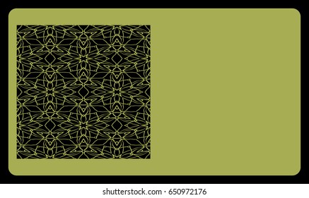 template business card with geometrical ornament for laser cut out. vector illustration.