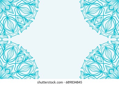 template for Business card. Mandala decorative elements. vector illustration. Arabic, Indian, Turkish, Ottoman motifs. blue color