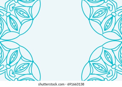 template for Business card. Mandala decorative elements. vector illustration. Arabic, Indian, Turkish, Ottoman motifs. blue color