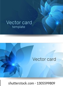 Template of business cards in blue color with a design element.  Text frame. Web design elements.