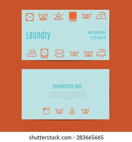 Template business cards with symbols for laundry garment care. Easily Editable vector illustration