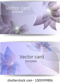 template business cards in violet color with floral ornament. Text frame.  Web design elements.