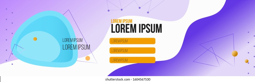 Template of a business conference. Vector abstract purple yellow with blue liquid background for social media ads. Corporate banner