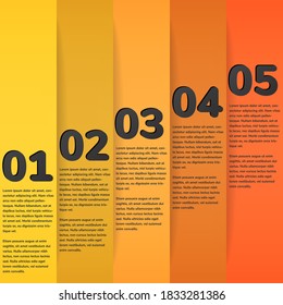 Template business infographic with 5 options, steps or processes.