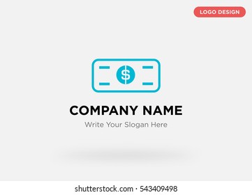 Template Of Business Logo For Currency Exchange Services Company With Blue Bond Vector On Gray Background