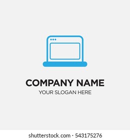 Template of business logo for internet services company with blue computer vector on gray background