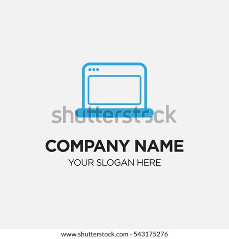 Template of business logo for internet services company with blue computer vector on gray background
