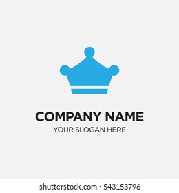 Template of business logo for management company with blue king's crown vector on gray background
