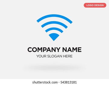 Template of business logo for networking services company with blue internet vector on gray background