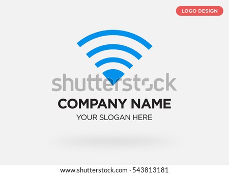 Template of business logo for networking services company with blue internet vector on gray background