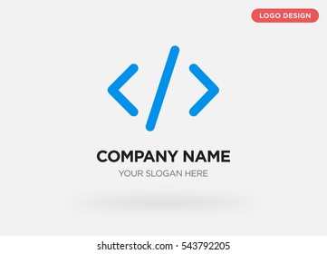 Template of business logo for services company with blue more or less vector on gray background