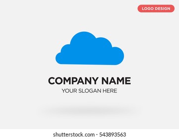 Template of business logo for weather forecasting company with blue cloud vector on gray background