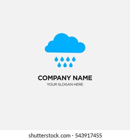 Template of business logo for weather forecasting services company with blue cloud vector on gray background