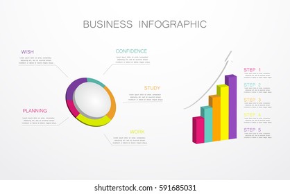 Template business presentation icons and infographics elements. Vector illustration. Use for diagram, step up options, template, infographics, websites, and prints. Illustrate teamwork and strategy.