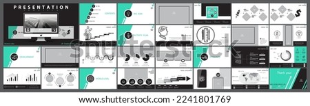 Template for business presentation, powerpoint. Slide design in green, white background.Multipurpose slide, infographic, leaflet cover, report, advertisement brochure, marketing, banner Graphic vector