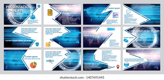 Template business presentation. Presentation templates set. Used in flyer and banner, annual report, for keynote presentation background, brochure design, website slider, landing page. 
