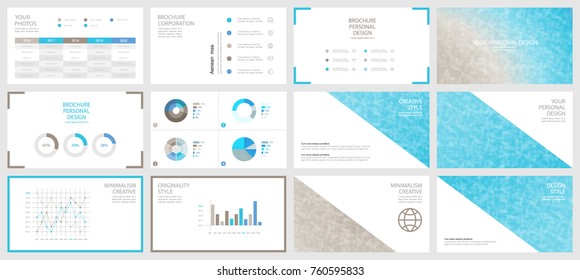 Template for business presentation, used in marketing and advertising, flyer and banner, the annual report. Blue and brown elements infographic on a black background. Vector illustration