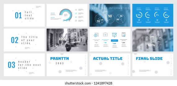 Template for business presentations. Blue and Gray elements on a white background. Presentation slide, flyer leaflet, brochure cover, report, marketing and banner