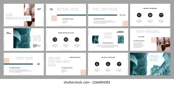 Template for business presentations. Creamy cream and Turquoise green elements on a white background. Presentation slide, flyer leaflet, brochure cover, report, marketing and banner