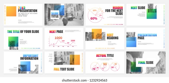 Template for business presentations. Multicolored and Abstract elements on a white background. Presentation slide, flyer leaflet, brochure cover, report, marketing and banner