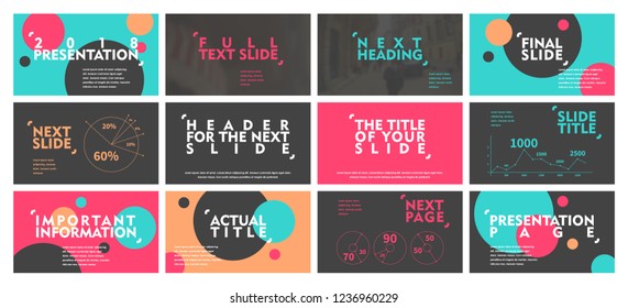 Template for business presentations. Multicolored and Abstract elements on a dark background. Presentation slide, flyer leaflet, brochure cover, report, marketing and banner